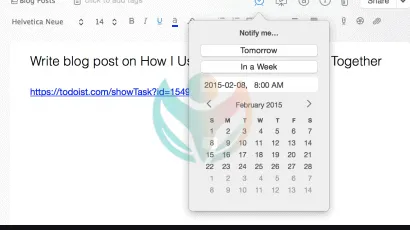Evernote - Iniciador de recordatorio